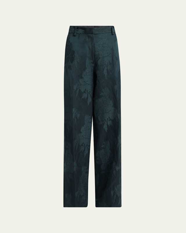 Paxy Floral Jacquard Metallic Pants